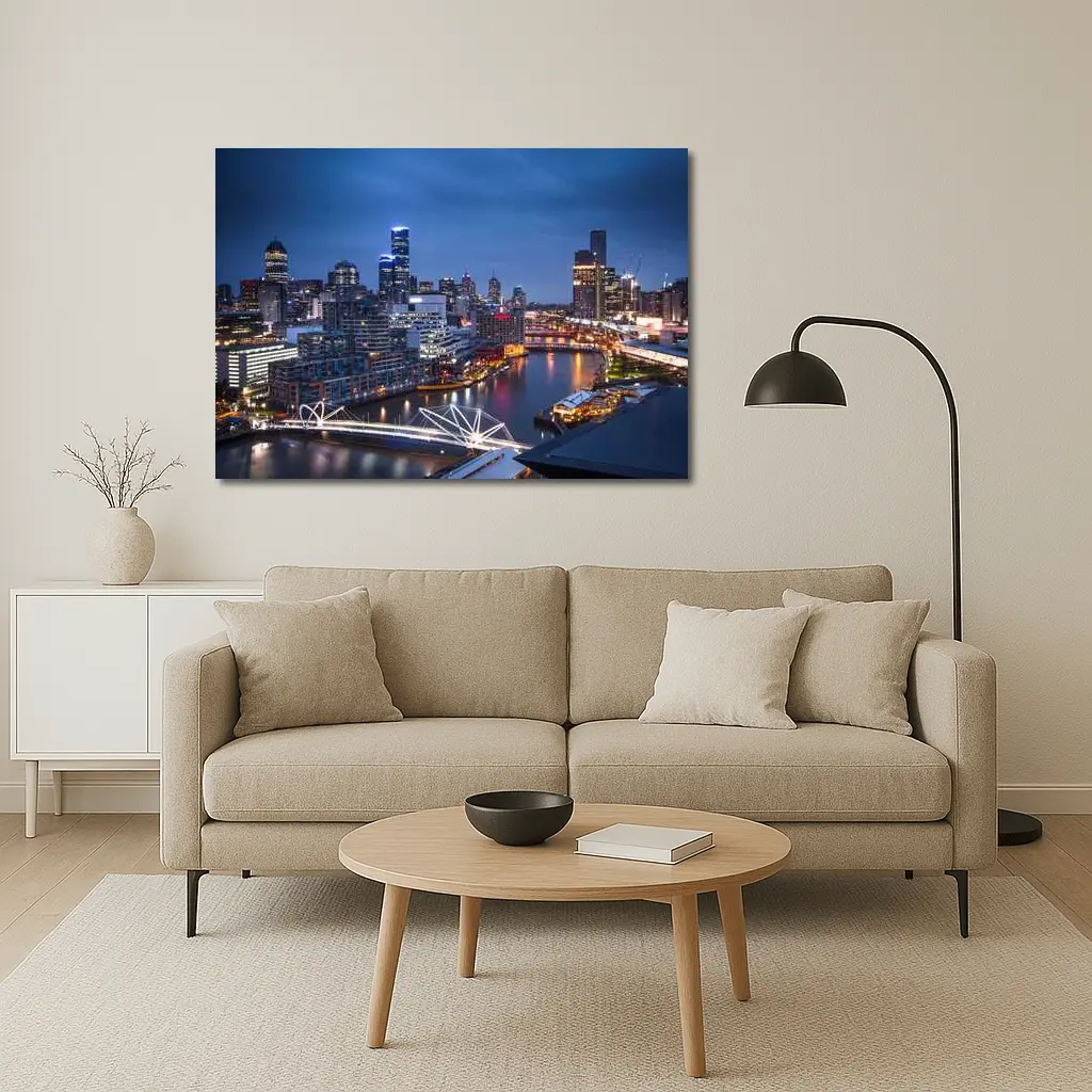 Melbourne Australia City Skyline At Night – Wall Art