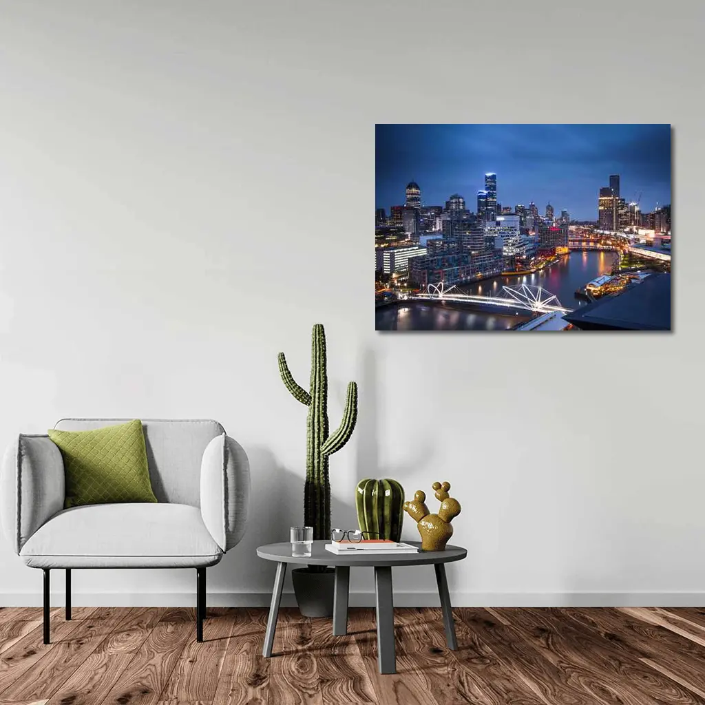 Melbourne Australia City Skyline At Night – Wall Art