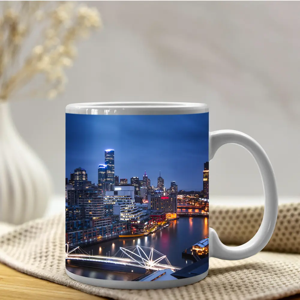 Melbourne Australia City Skyline At Night – Mugs