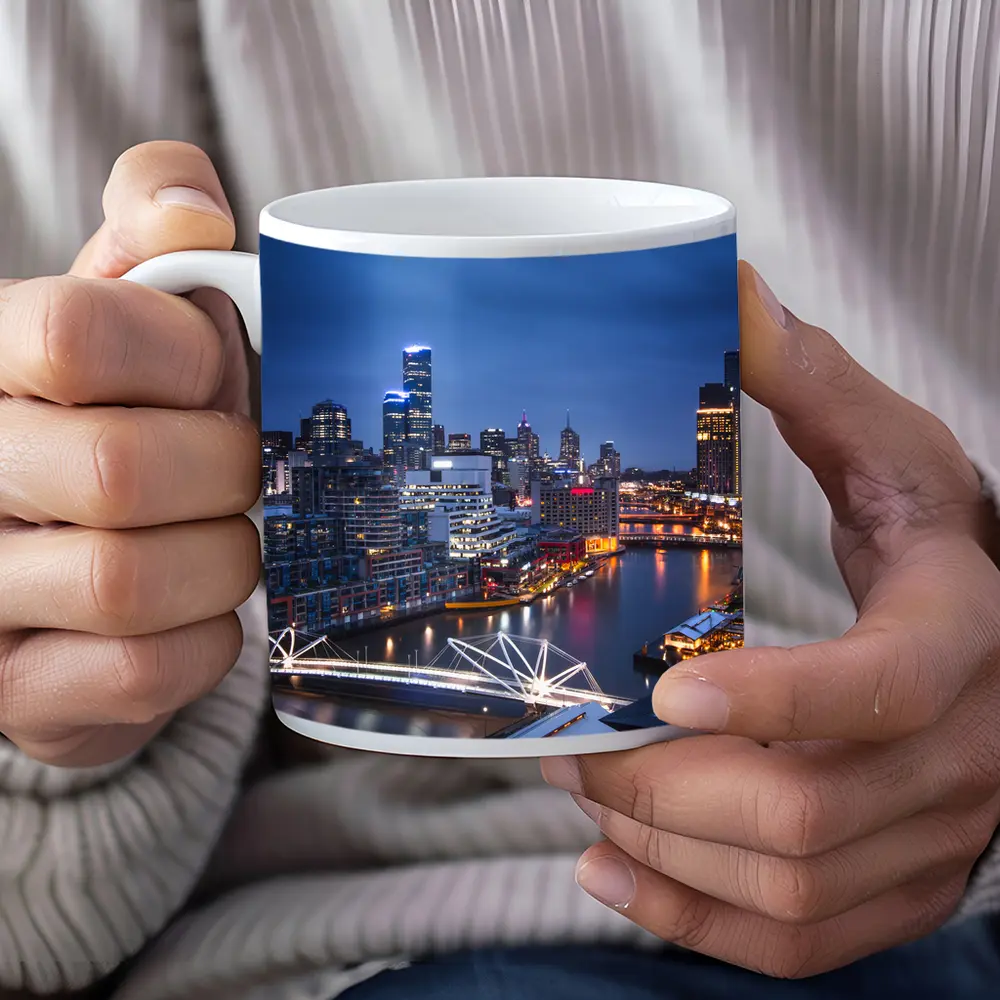 Melbourne Australia City Skyline At Night – Mugs