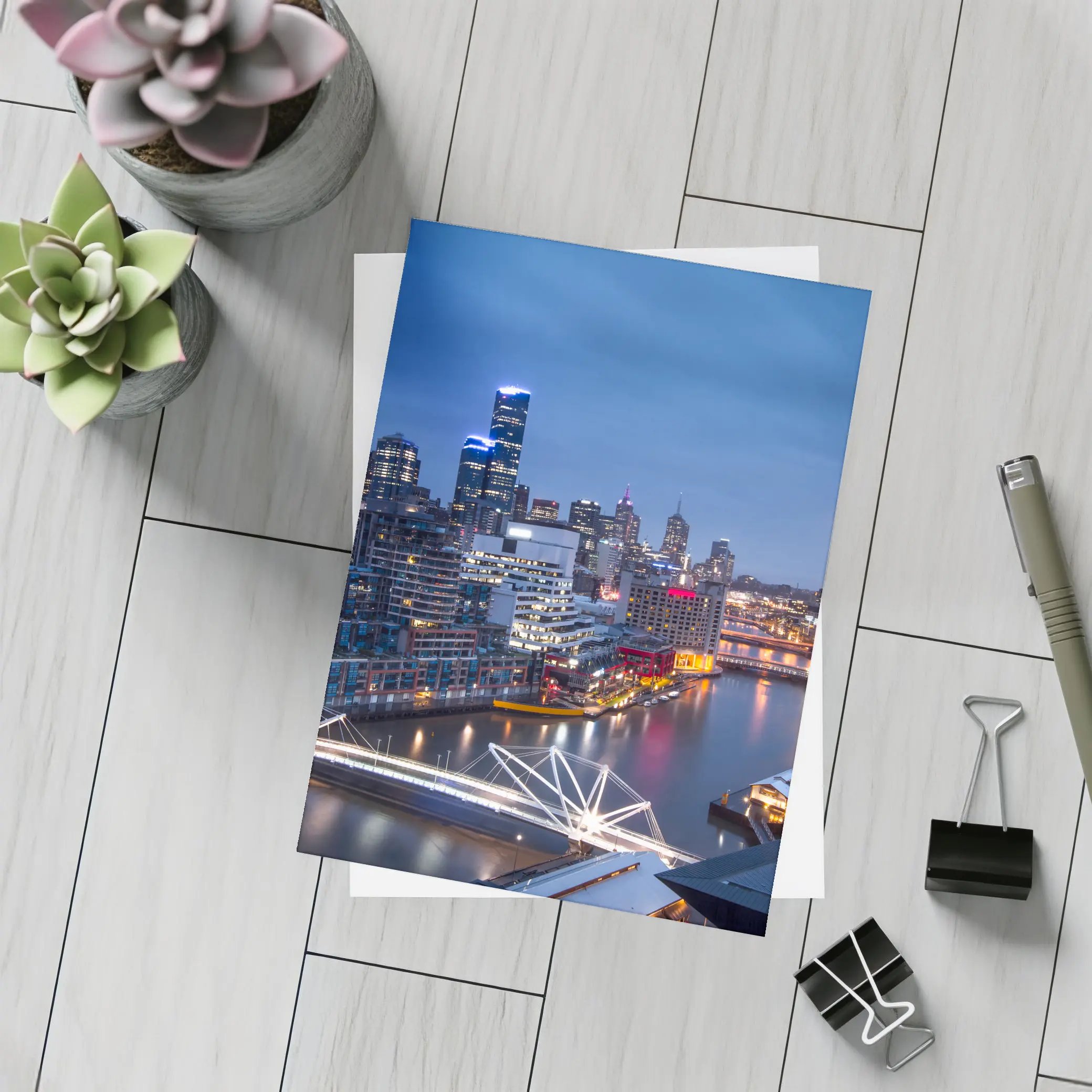 Melbourne Australia City Skyline At Night – Postcards