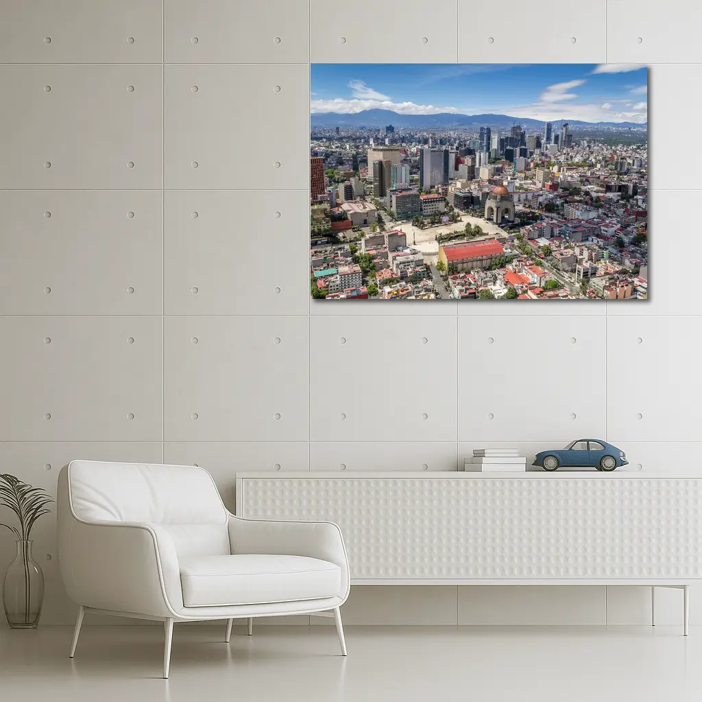 Mexico City Skyline Aerial View Mountains – Wall Art