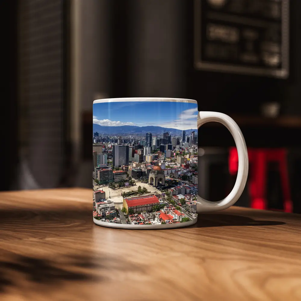 Mexico City Skyline Aerial View Mountains – Mugs
