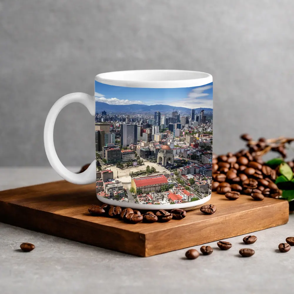 Mexico City Skyline Aerial View Mountains – Mugs