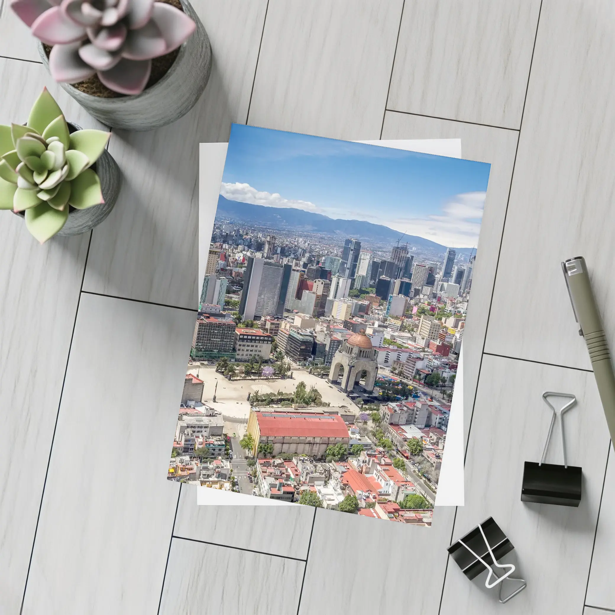 Mexico City Skyline Aerial View Mountains – Postcards