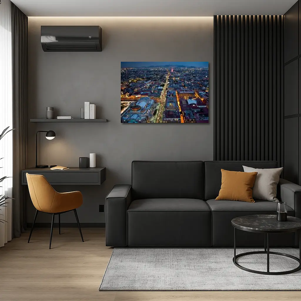 Mexico City Skyline Aerial Night View – Wall Art
