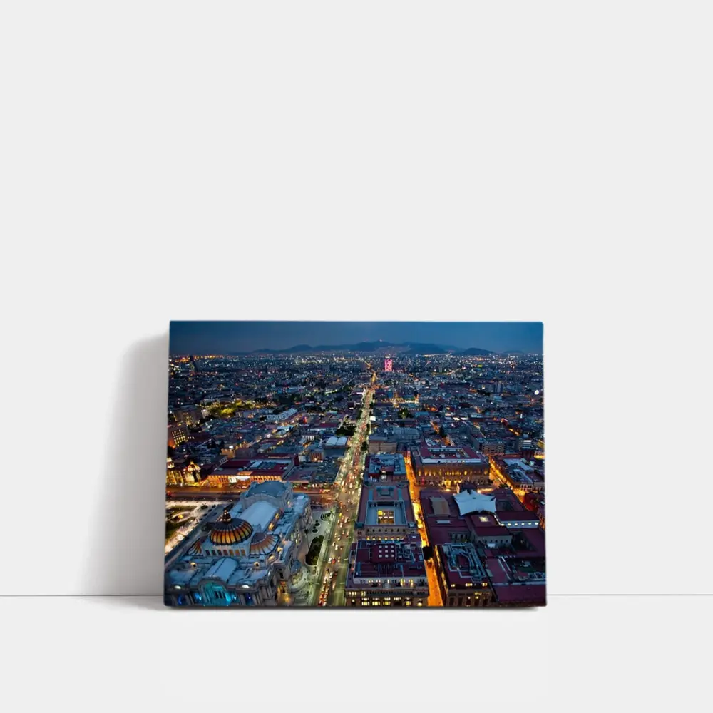 Mexico City Skyline Aerial Night View – Wall Art