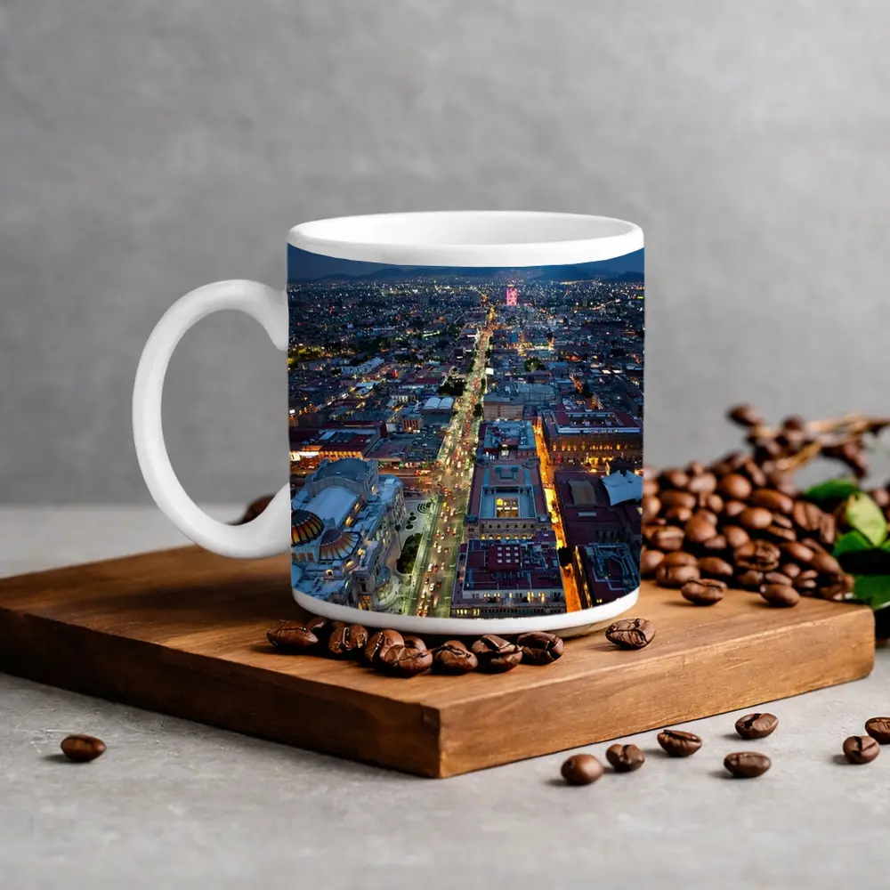 Mexico City Skyline Aerial Night View – Mugs
