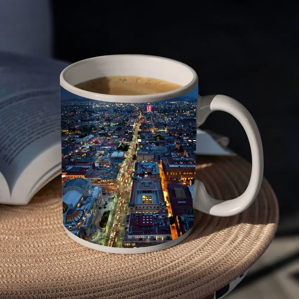 Mexico City Skyline Aerial Night View – Mugs