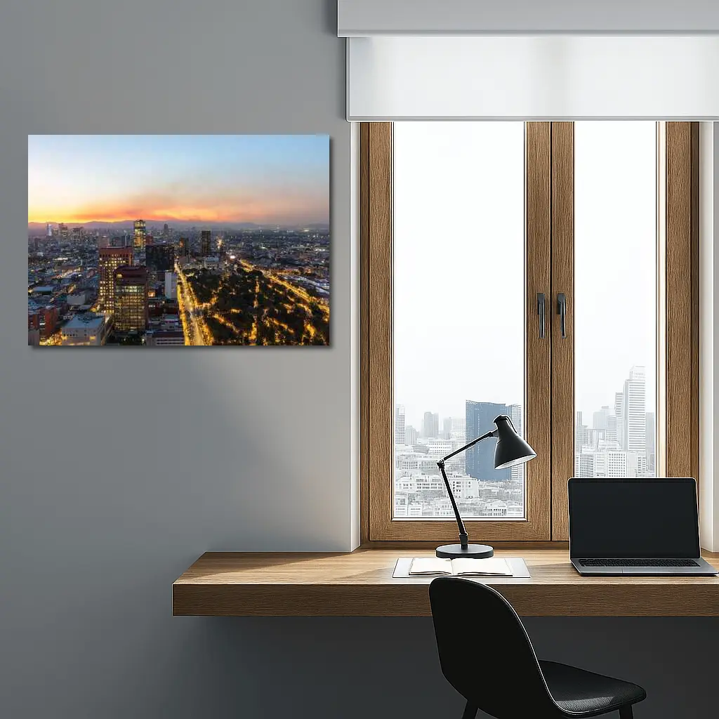 Mexico City Skyline at Sunset Aerial View – Wall Art