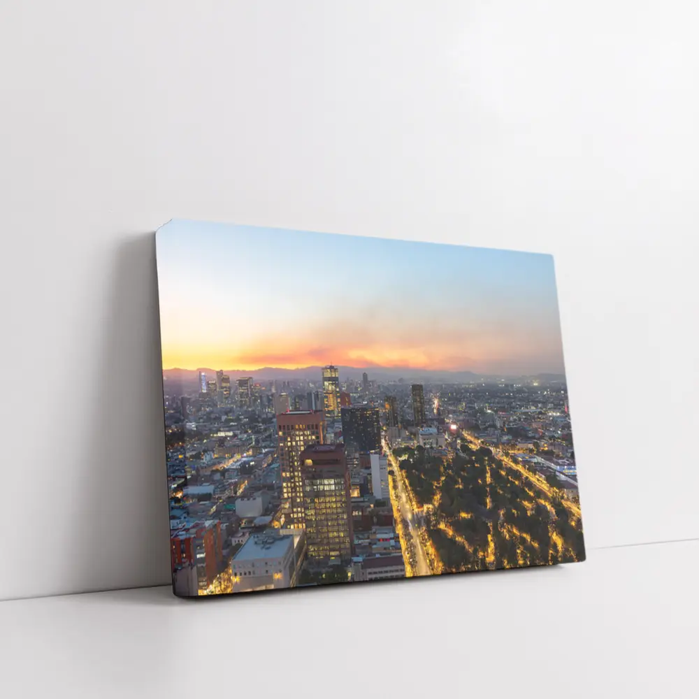 Mexico City Skyline at Sunset Aerial View – Wall Art
