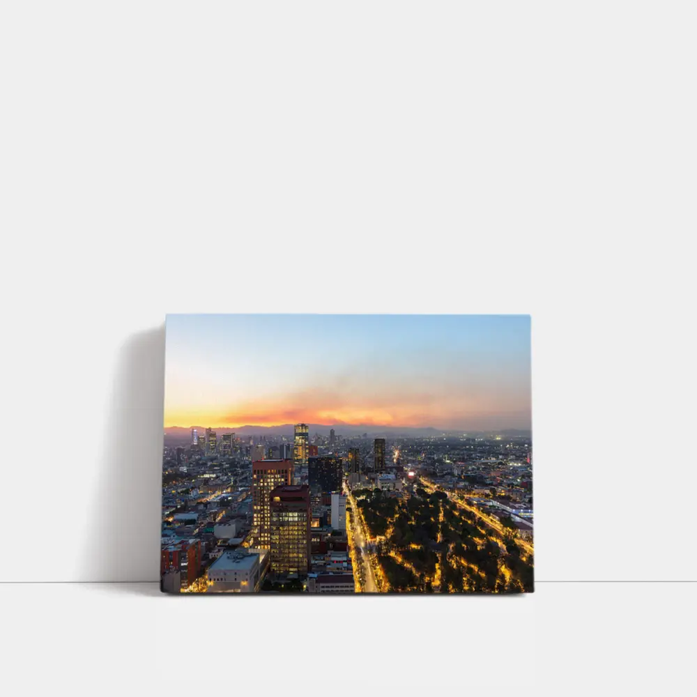 Mexico City Skyline at Sunset Aerial View – Wall Art