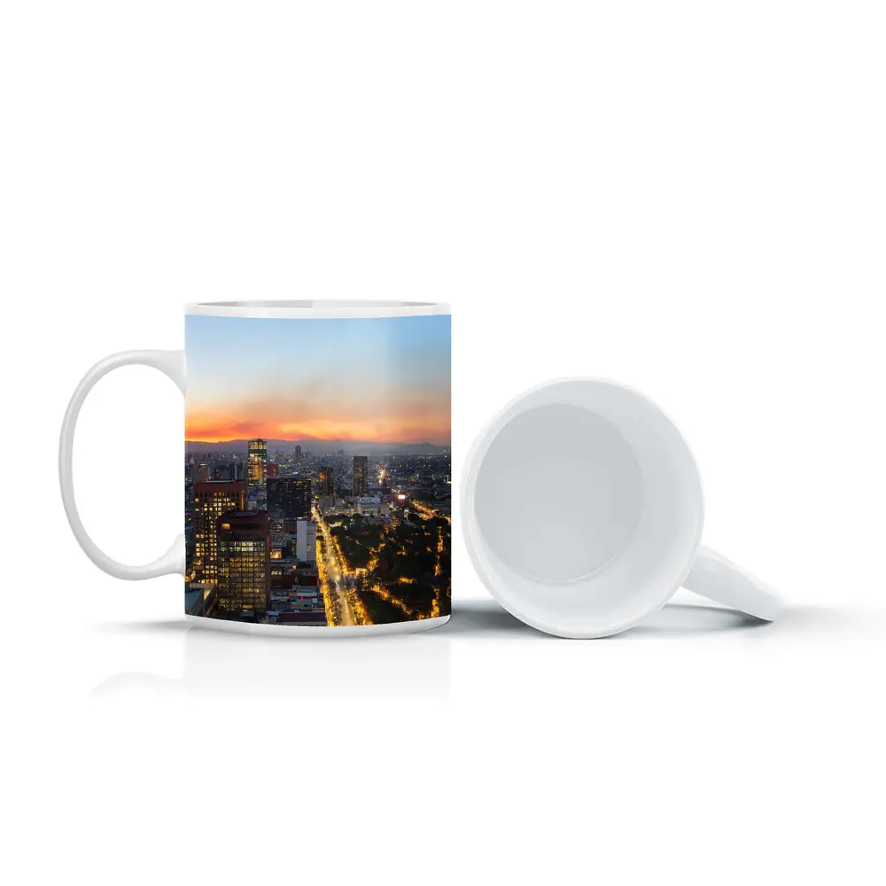 Mexico City Skyline at Sunset Aerial View – Mugs
