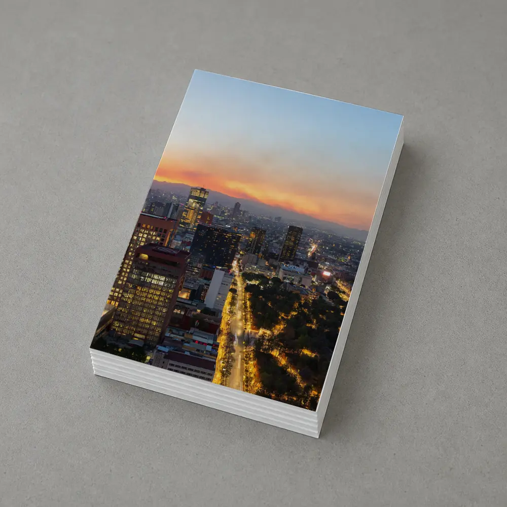 Mexico City Skyline at Sunset Aerial View – Postcards