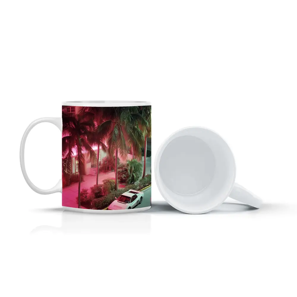 Ferrari Testarossa White Miami Neon Night – Mugs