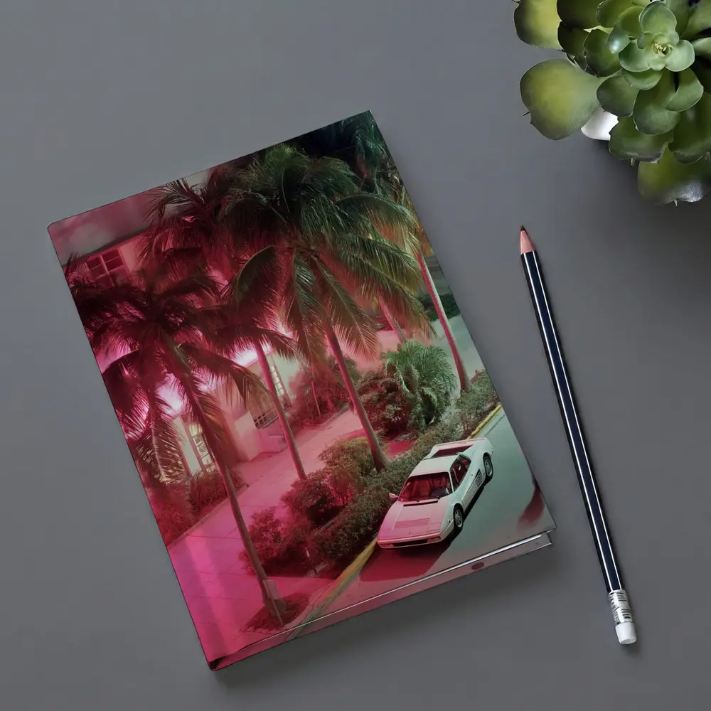 Ferrari Testarossa White Miami Neon Night – Notebooks