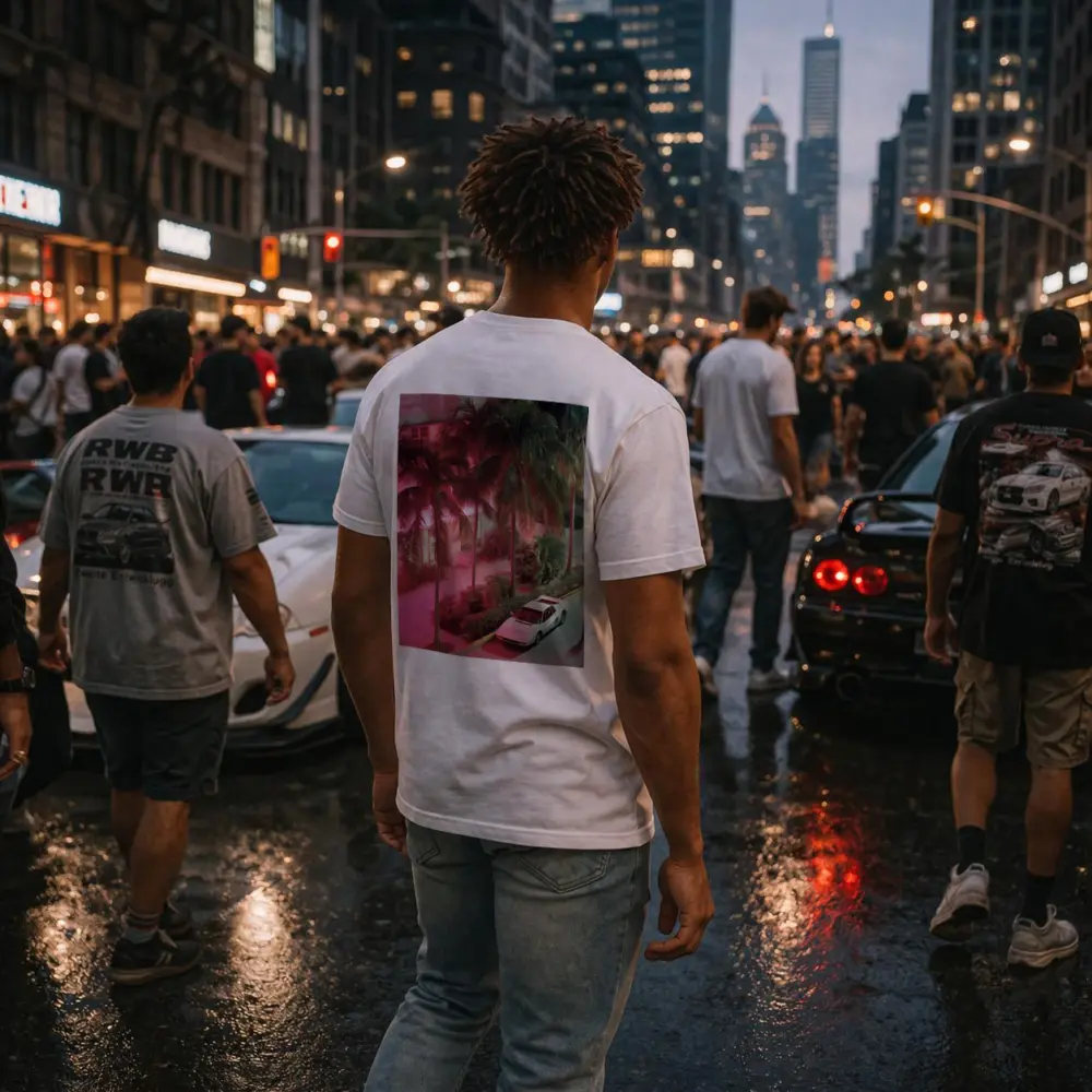 Ferrari Testarossa White Miami Neon Night – T-Shirts