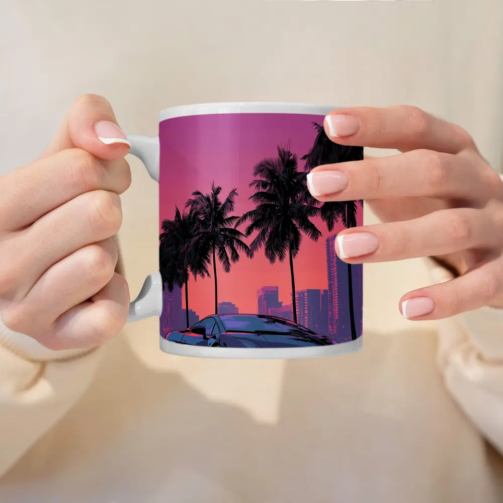 Lamborghini Gallardo Miami Sunset Palm Trees – Mugs