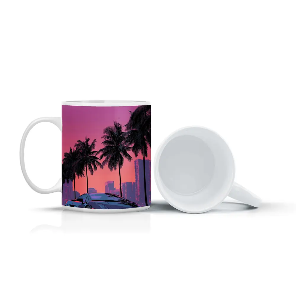 Lamborghini Gallardo Miami Sunset Palm Trees – Mugs