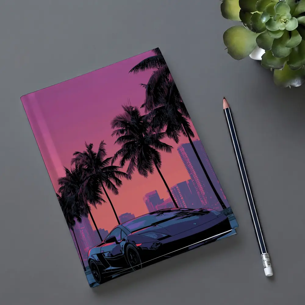 Lamborghini Gallardo Miami Sunset Palm Trees – Notebooks