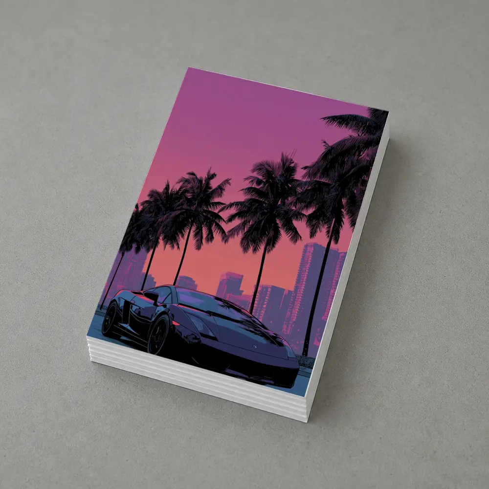 Lamborghini Gallardo Miami Sunset Palm Trees – Postcards