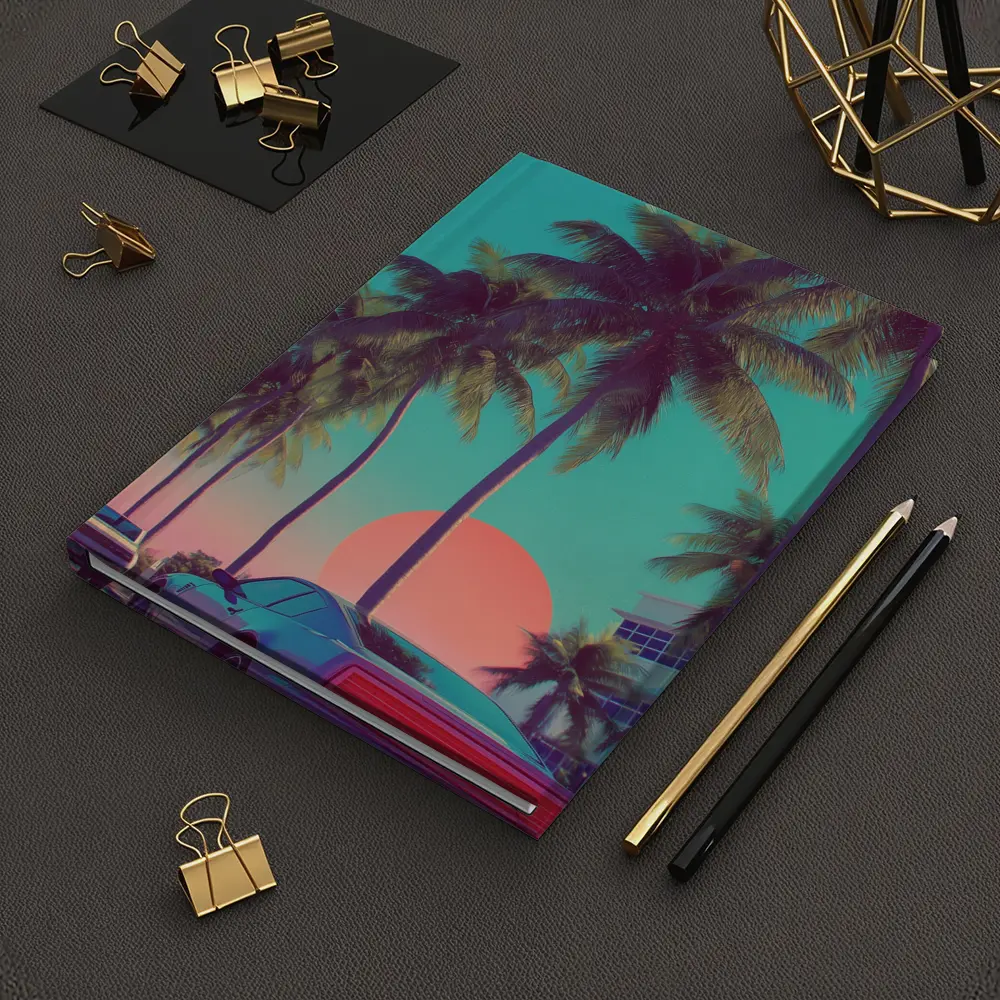 Retro Muscle Car Miami Palm Tree Sunset – Notebooks