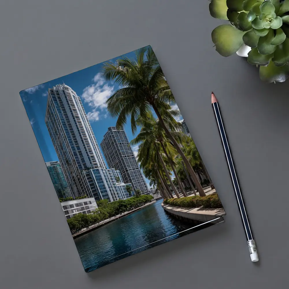 Miami River Downtown Skyline Palm Trees – Notebooks