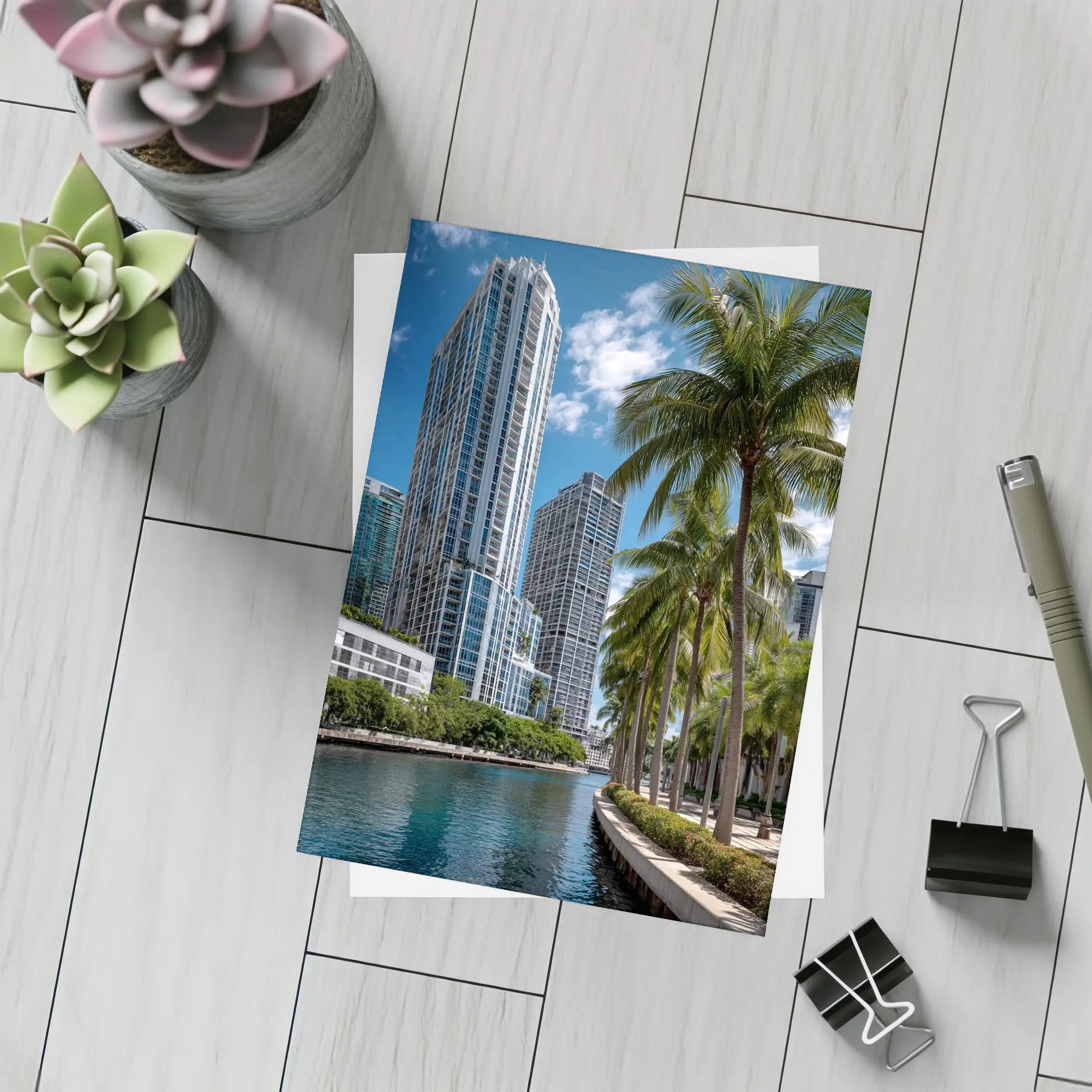 Miami River Downtown Skyline Palm Trees – Postcards