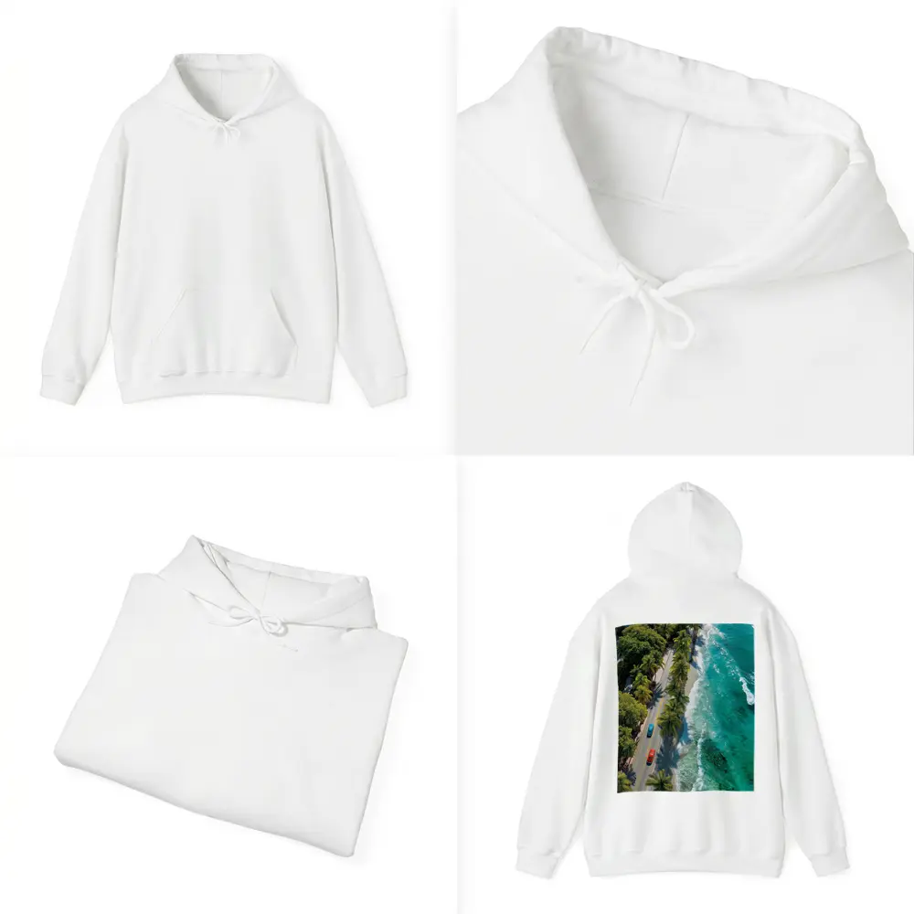 Classic Cars Coastal Road Palm Trees Aerial – Hoodies