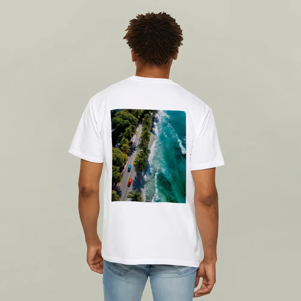 Classic Cars Coastal Road Palm Trees Aerial – T-Shirts