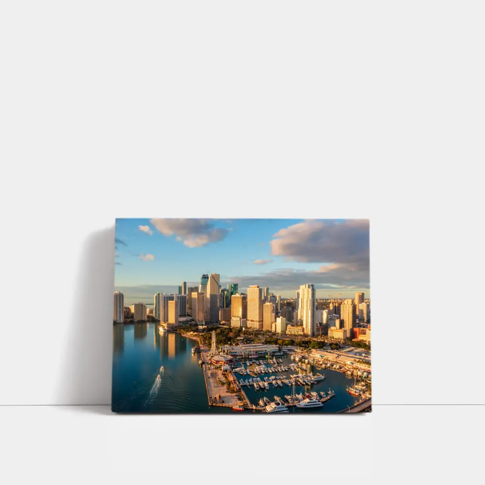 Miami Downtown Skyline Marina Aerial View – Wall Art