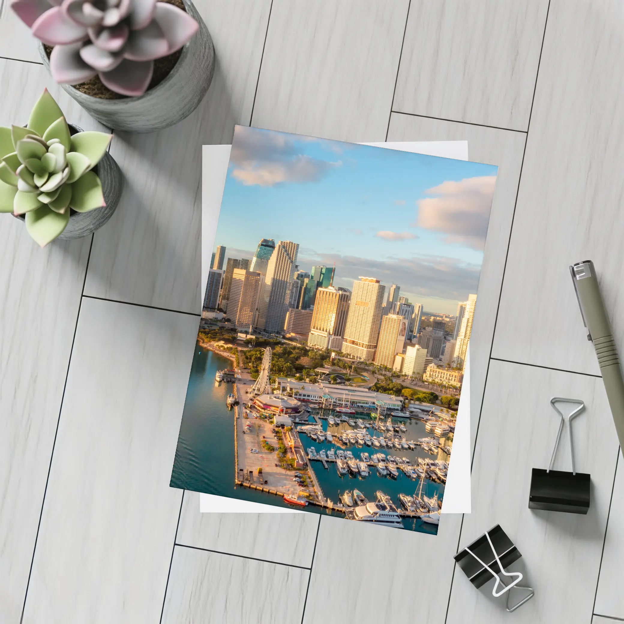 Miami Downtown Skyline Marina Aerial View – Postcards