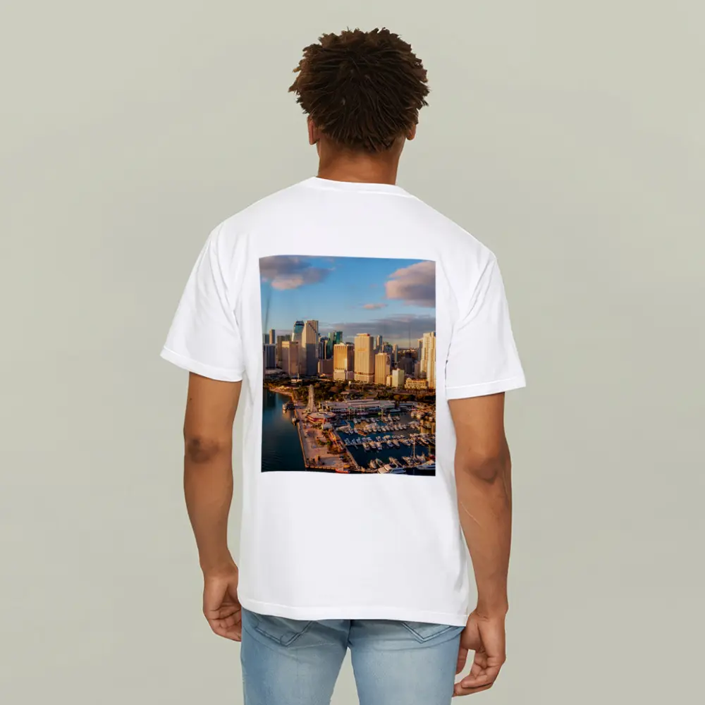 Miami Downtown Skyline Marina Aerial View – T-Shirts