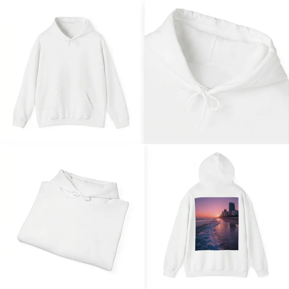 Miami Beach Sunset Purple Sky Cityscape – Hoodies