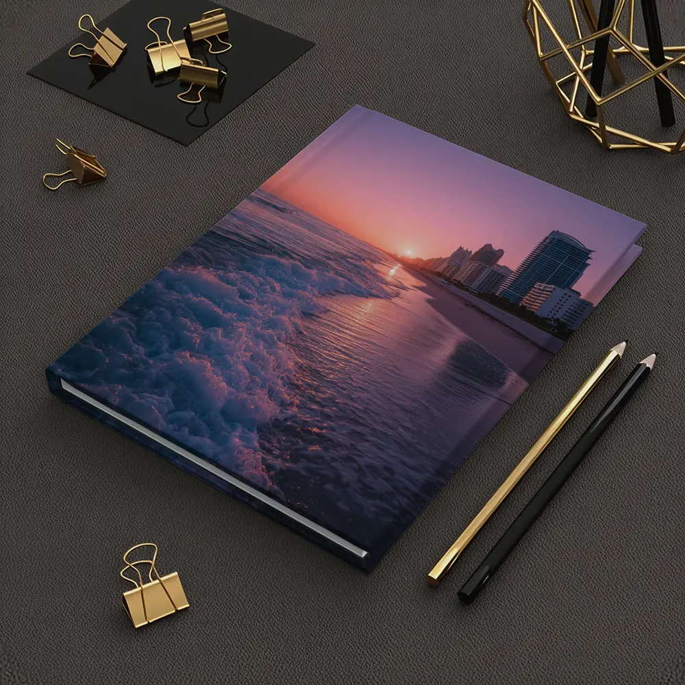 Miami Beach Sunset Purple Sky Cityscape – Notebooks