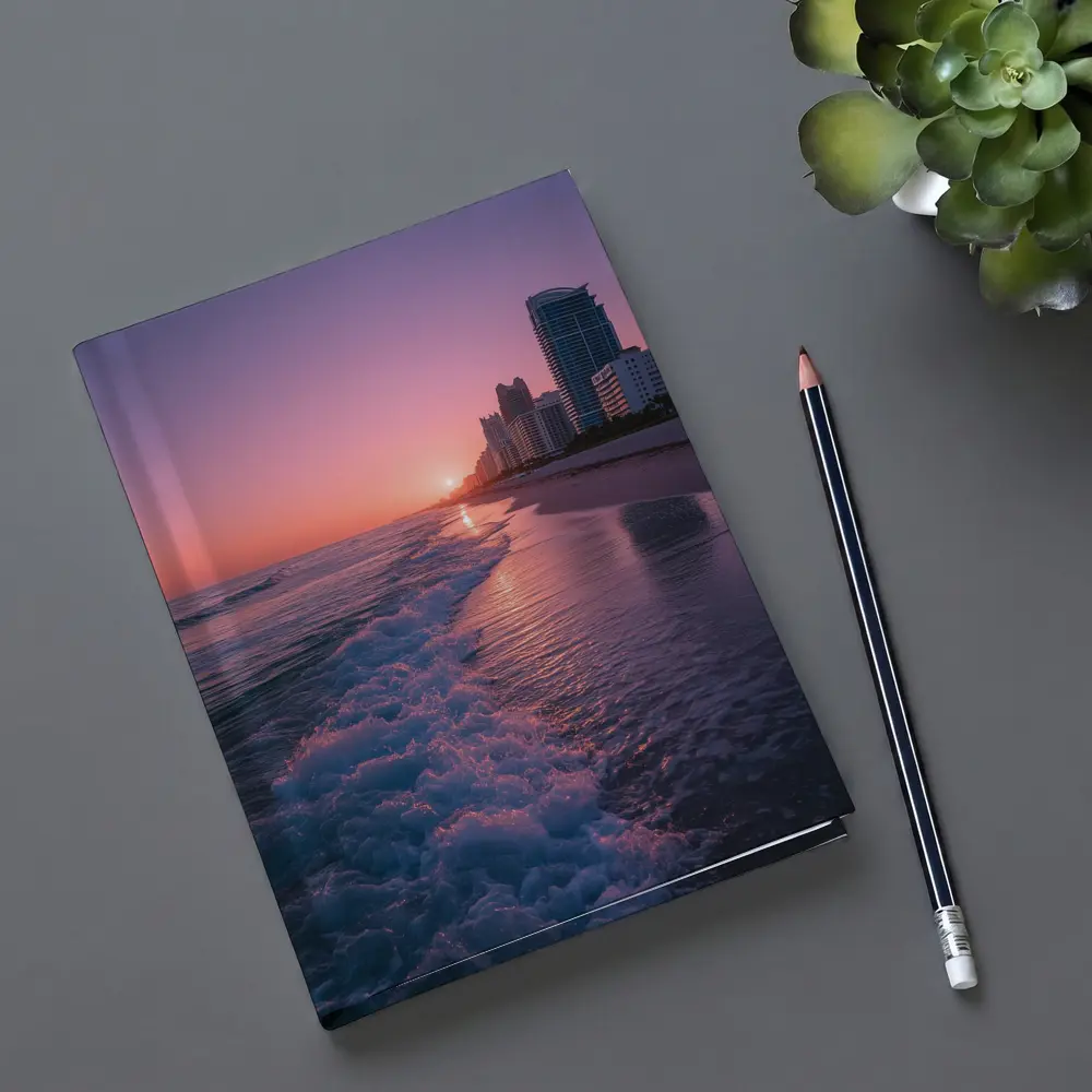 Miami Beach Sunset Purple Sky Cityscape – Notebooks