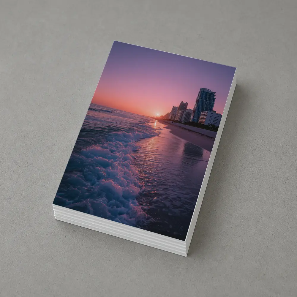 Miami Beach Sunset Purple Sky Cityscape – Postcards