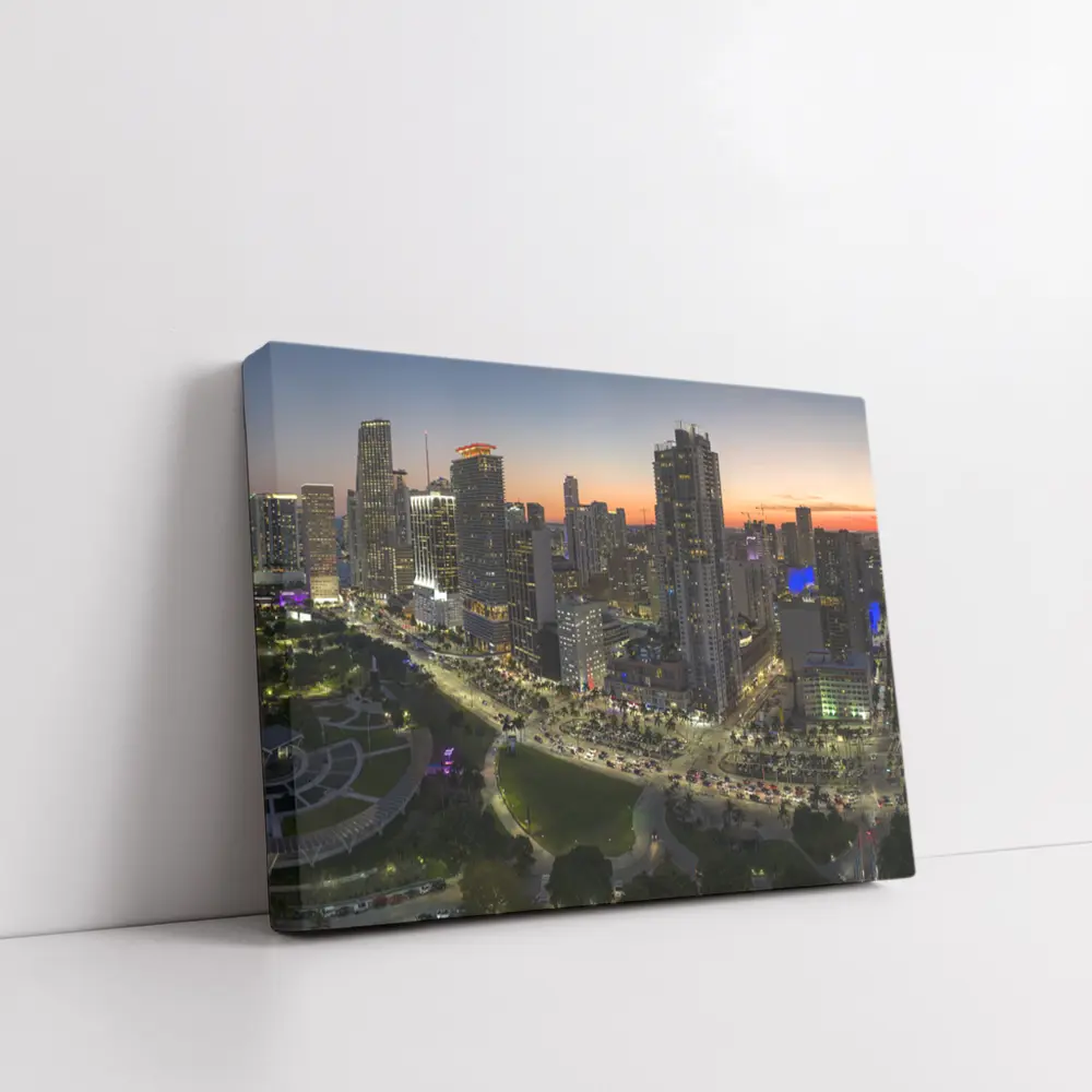 Miami Skyline Aerial View At Sunset – Wall Art
