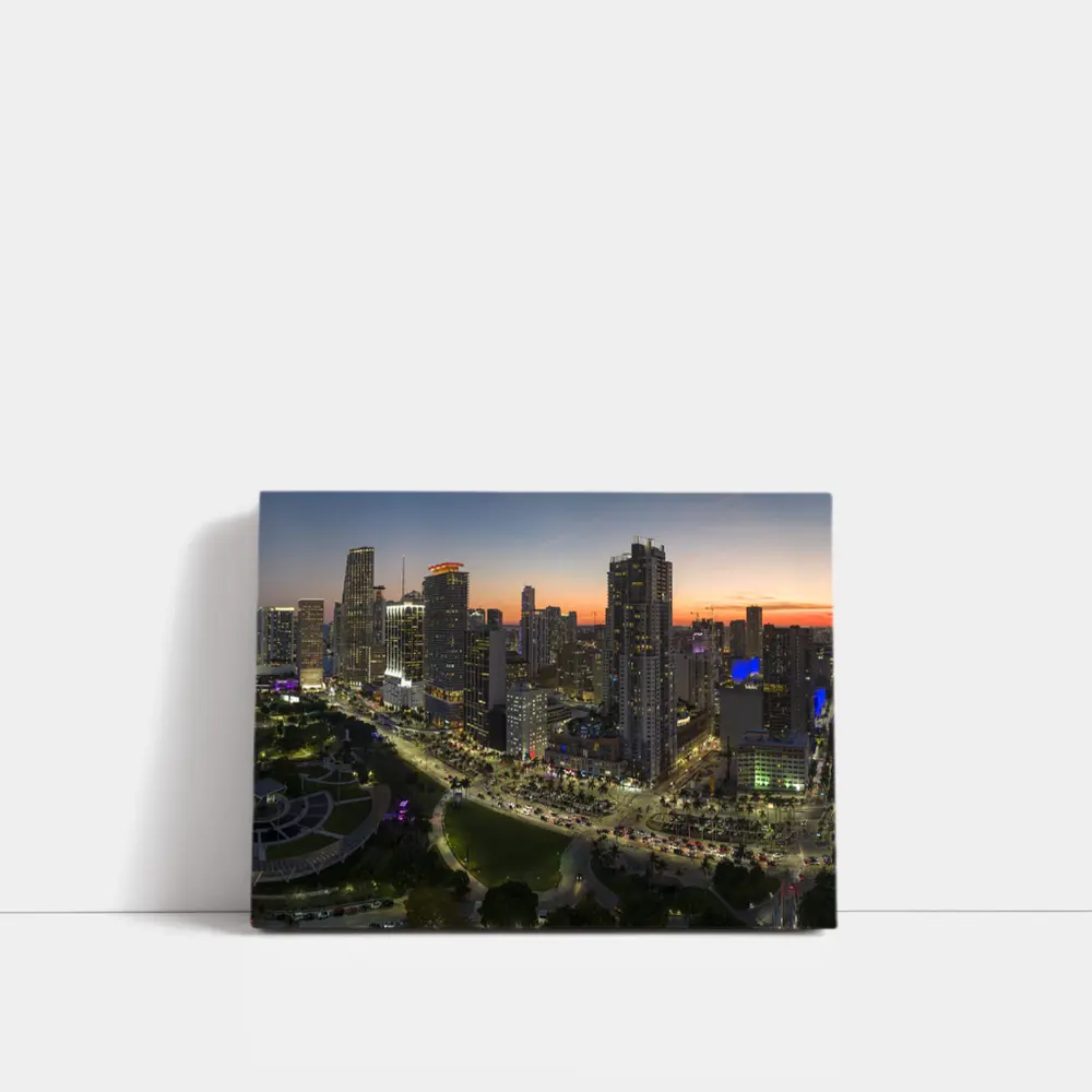 Miami Skyline Aerial View At Sunset – Wall Art