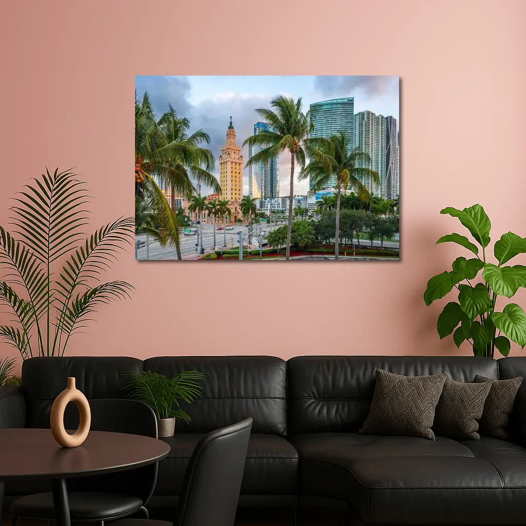 Miami Freedom Tower Palm Trees Skyline – Wall Art