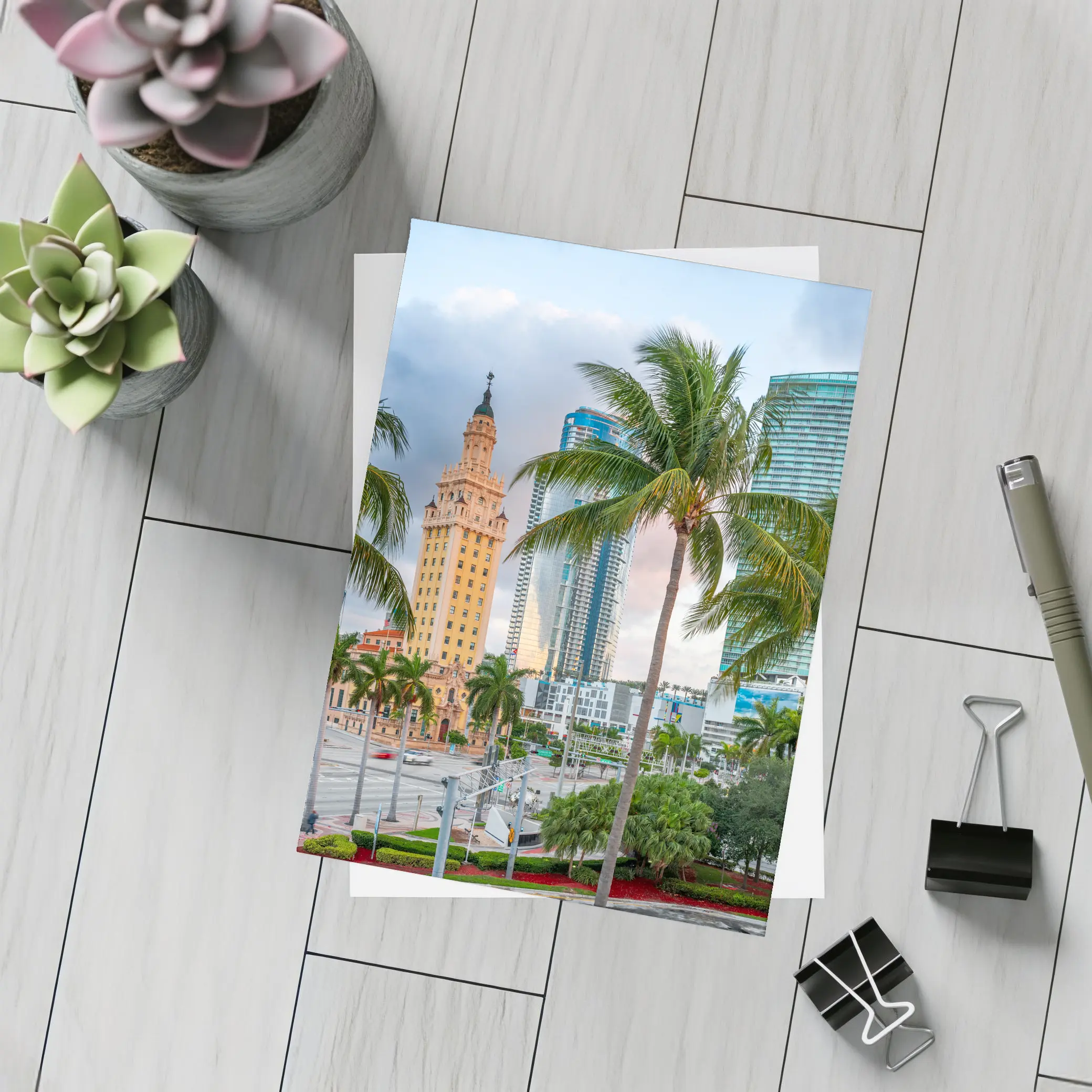 Miami Freedom Tower Palm Trees Skyline – Postcards