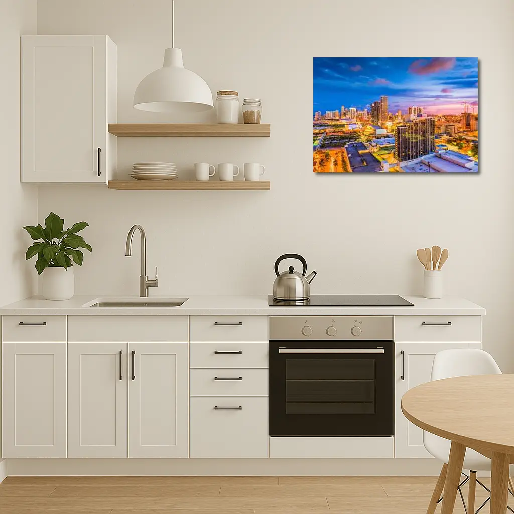 Miami Downtown Skyline At Sunset Dusk – Wall Art