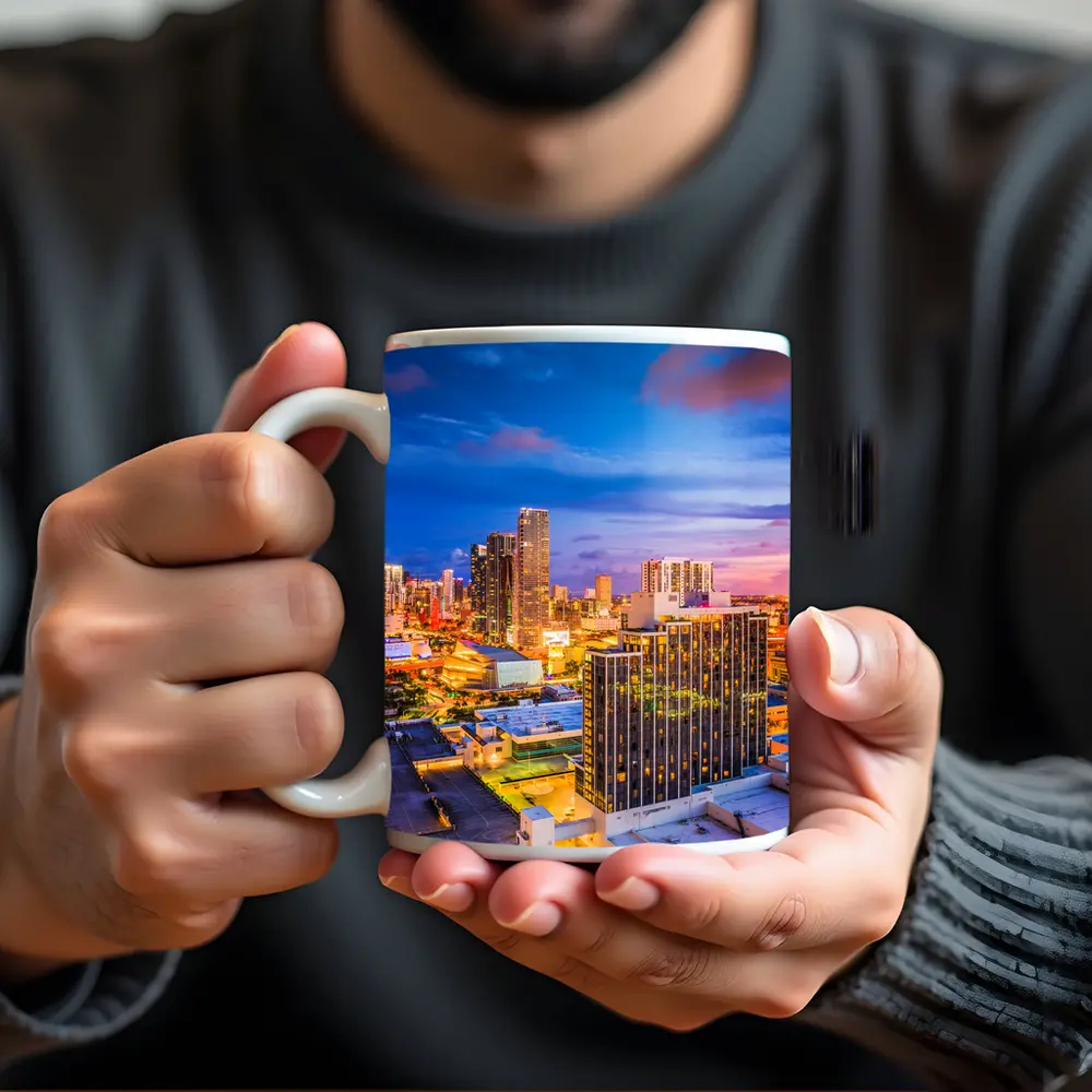 Miami Downtown Skyline At Sunset Dusk – Mugs