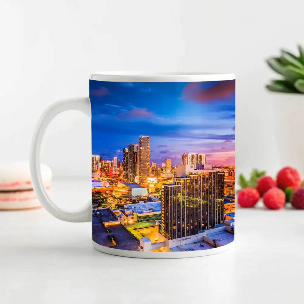 Miami Downtown Skyline At Sunset Dusk – Mugs