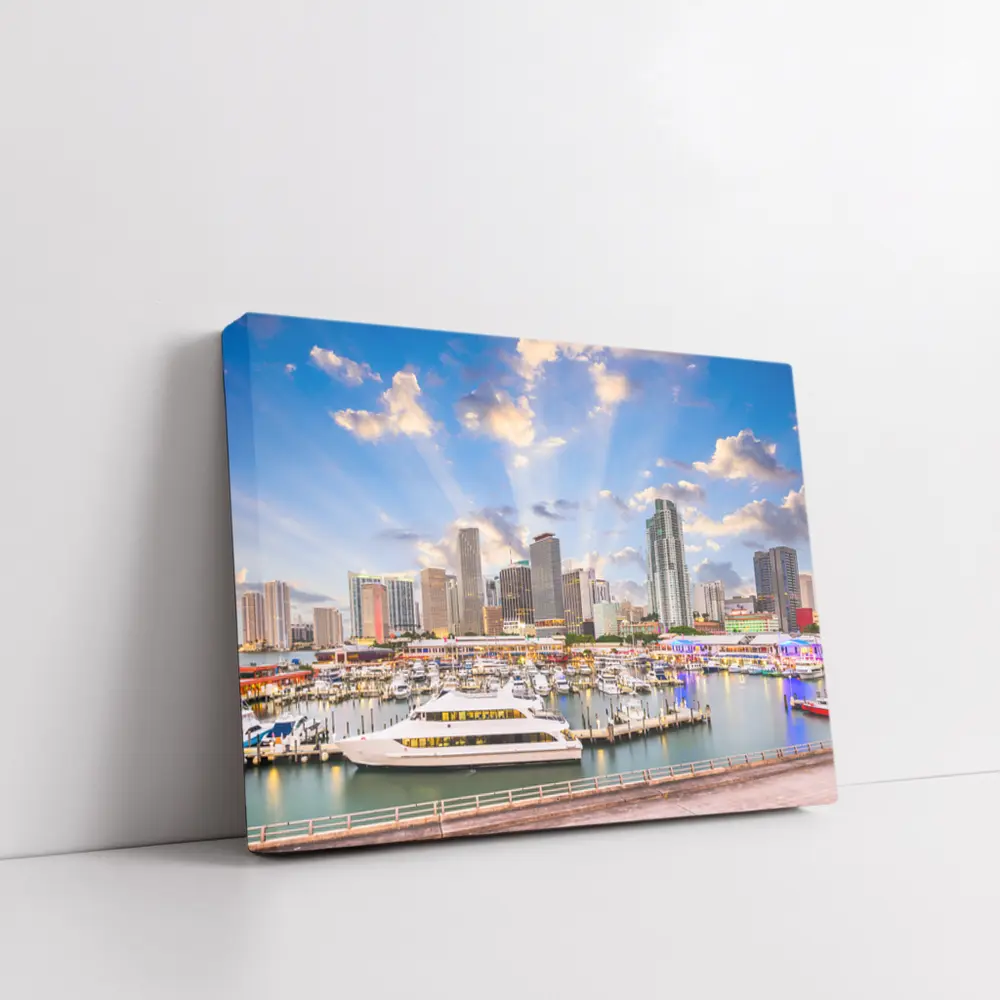 Miami Downtown Skyline Marina Waterfront View – Wall Art