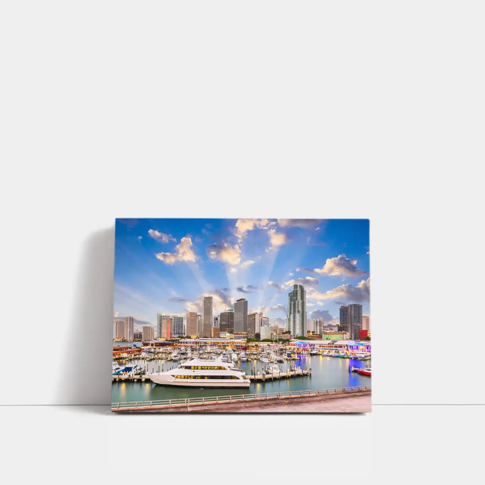 Miami Downtown Skyline Marina Waterfront View – Wall Art
