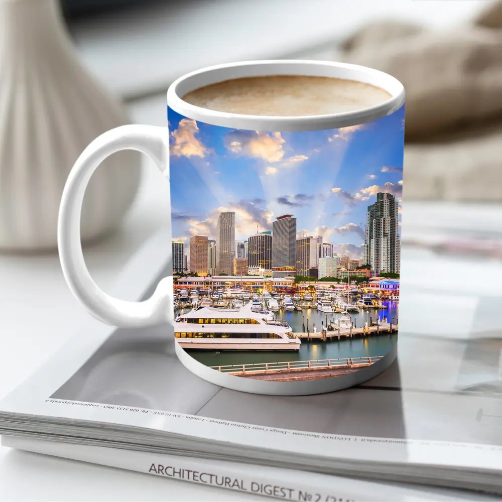 Miami Downtown Skyline Marina Waterfront View – Mugs