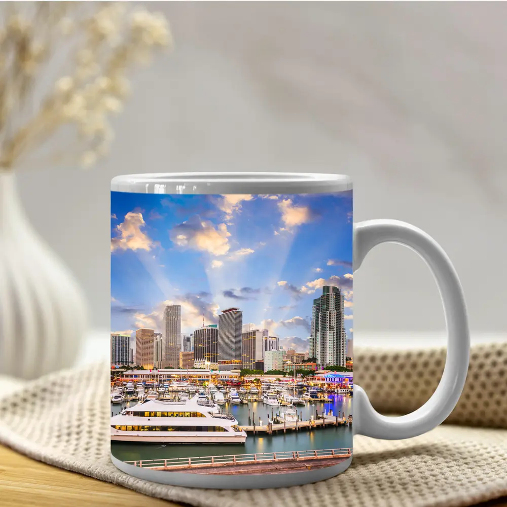 Miami Downtown Skyline Marina Waterfront View – Mugs