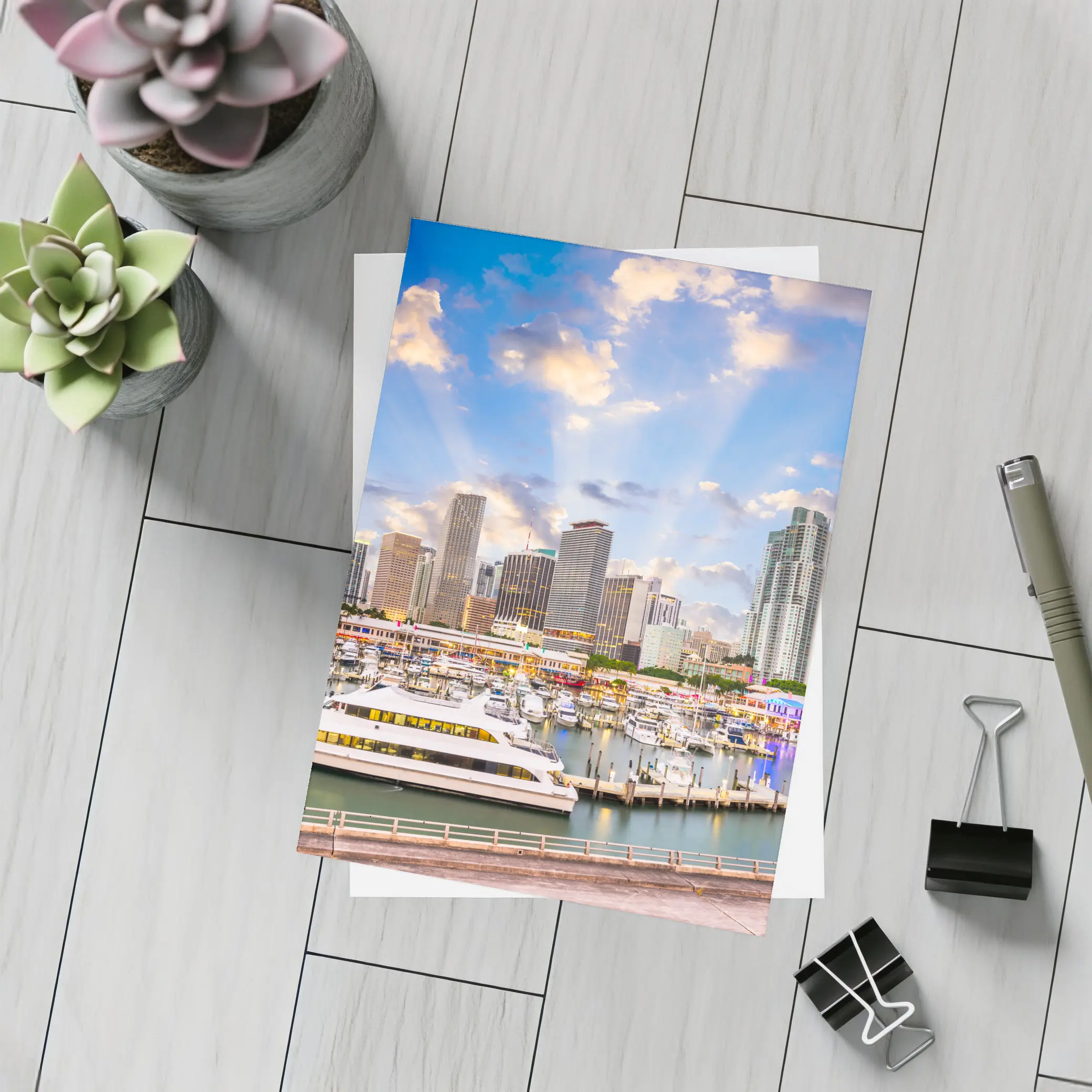 Miami Downtown Skyline Marina Waterfront View – Postcards