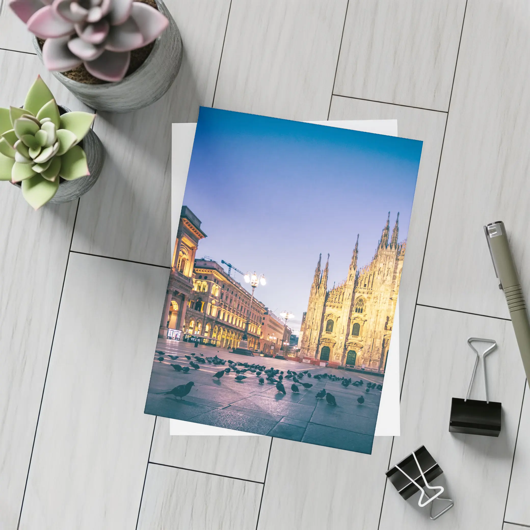 Milan Cathedral Duomo Square Blue Dawn – Postcards
